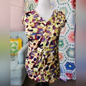 Vera Wang Simply Vera Abstract Print Faux Wrap Top